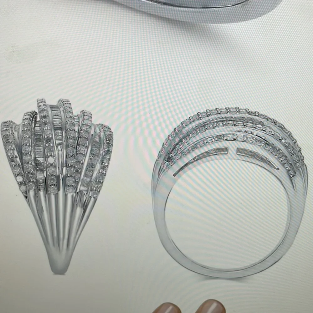 Diamond Multi-Row cluster ring - Picture 3 of 3